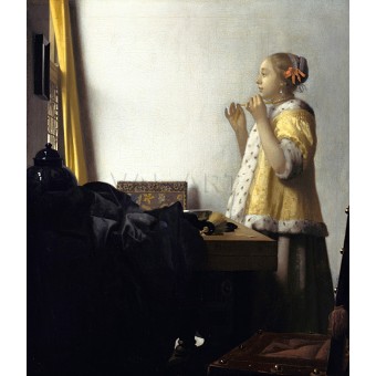 Млада жена с перлена огърлица (1662-1664) РЕПРОДУКЦИИ НА КАРТИНИ
